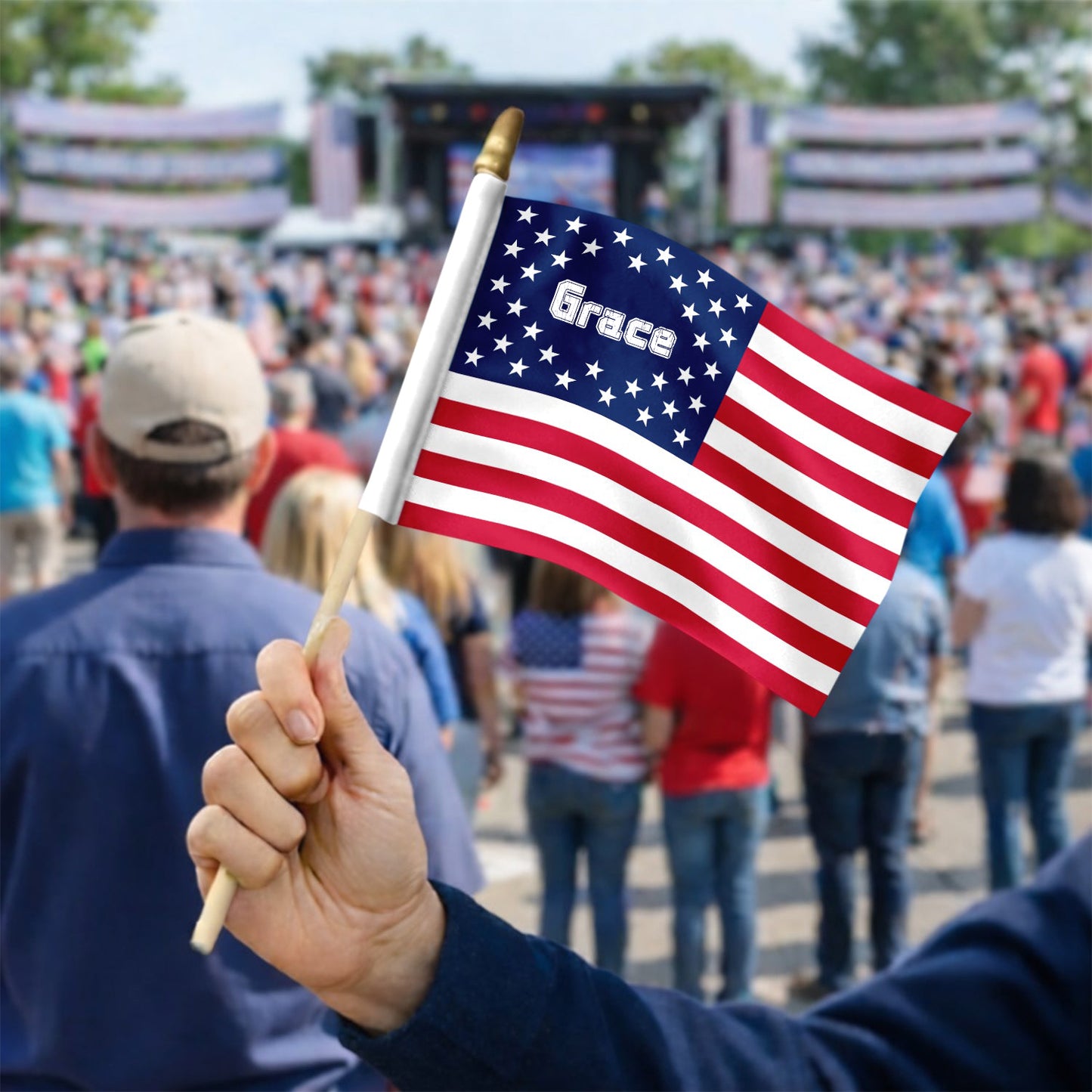 American Flag Handheld Flag – Personalized USA Patriotic Flag for Parades and Celebrations