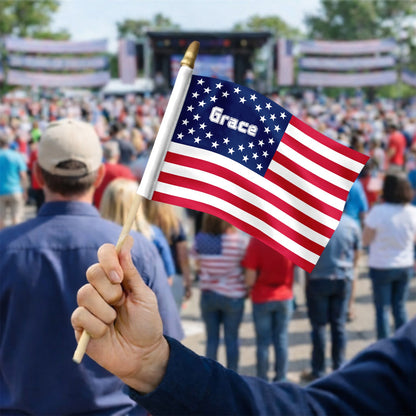 American Flag Handheld Flag – Personalized USA Patriotic Flag for Parades and Celebrations