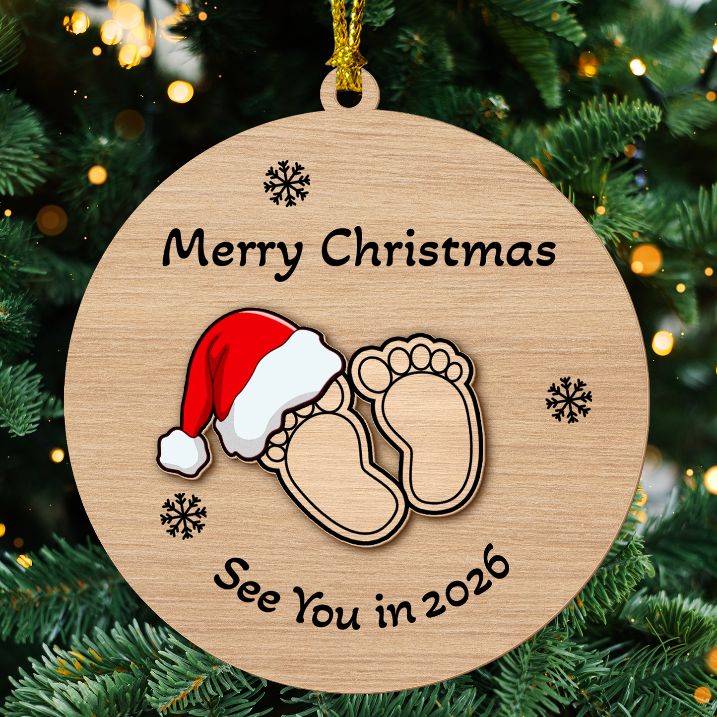 Baby Expecting See You In 2026 – Personalized 2-Layer Wooden Ornament