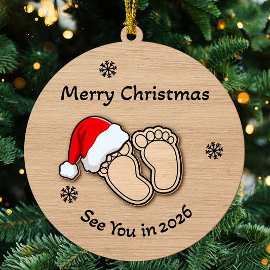 Baby Expecting See You In 2026 – Personalized 2-Layer Wooden Ornament