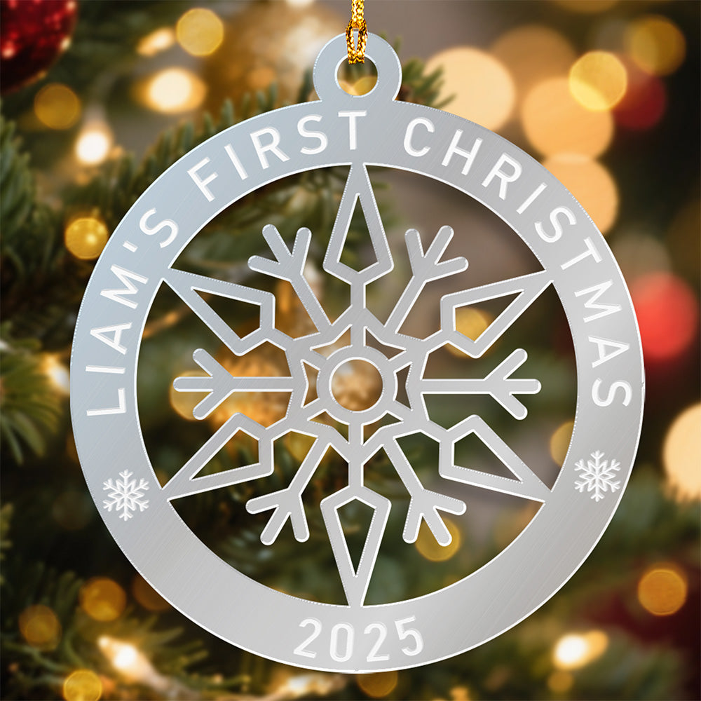 Baby First Christmas Star Snowflake Mirrored Acrylic Ornament Gift