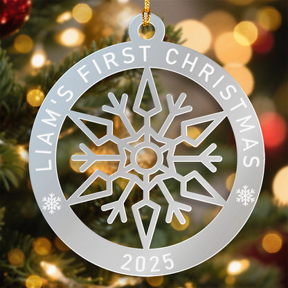 Baby First Christmas Star Snowflake Mirrored Acrylic Ornament Gift