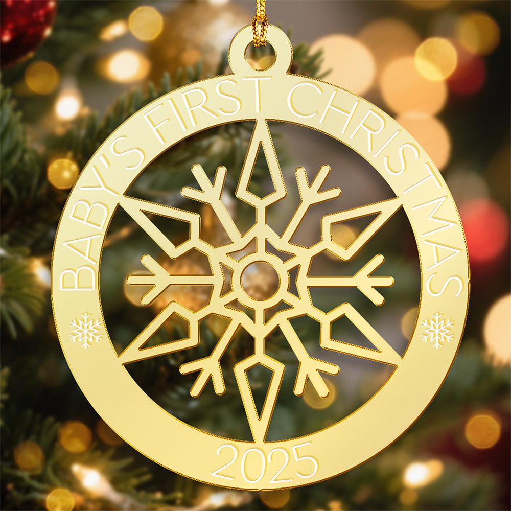 Baby First Christmas Star Snowflake Mirrored Acrylic Ornament Gift