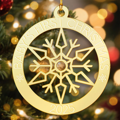 Baby First Christmas Star Snowflake Mirrored Acrylic Ornament Gift