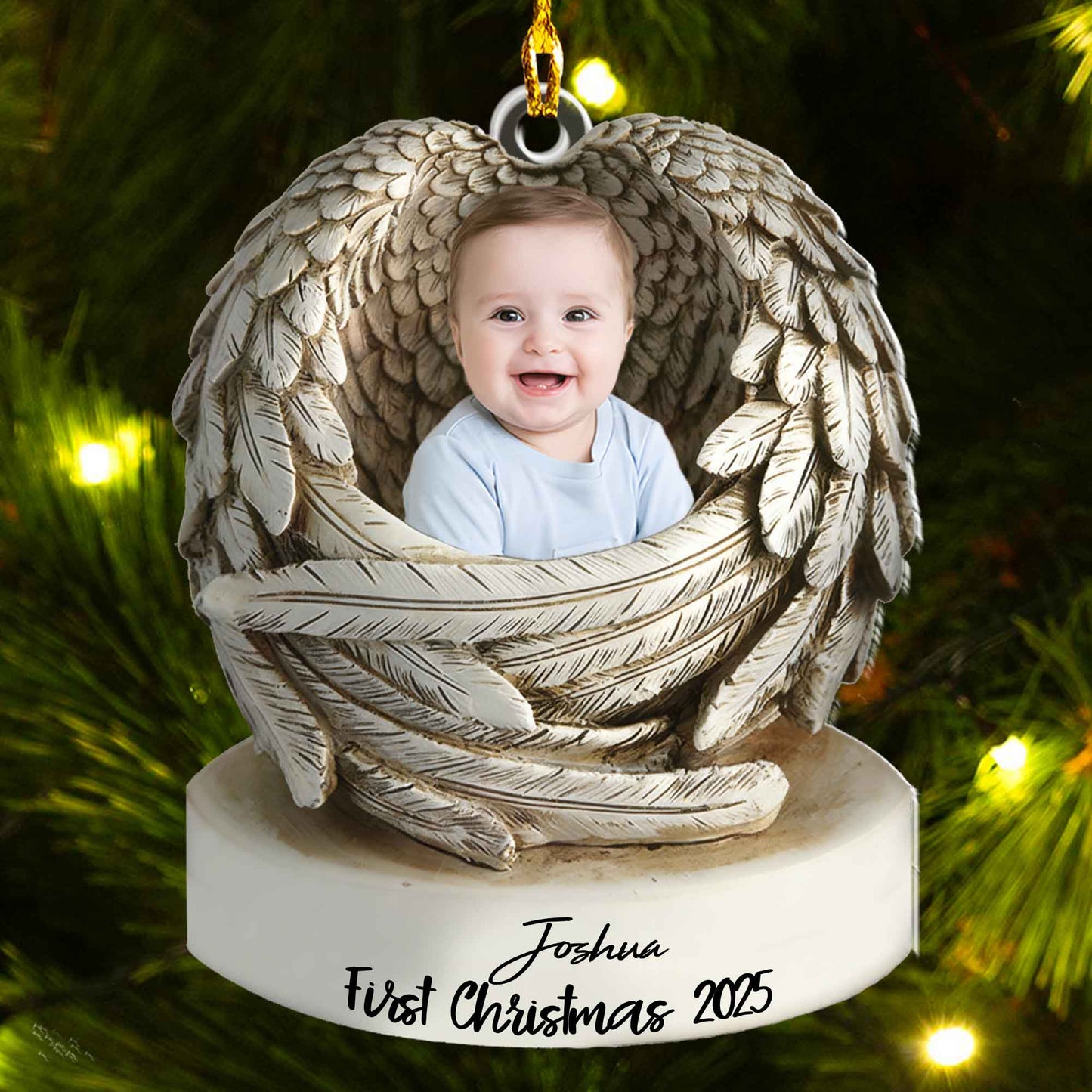 Baby’s First Christmas Ornament – Custom Angel Wings Photo Acrylic Ornament
