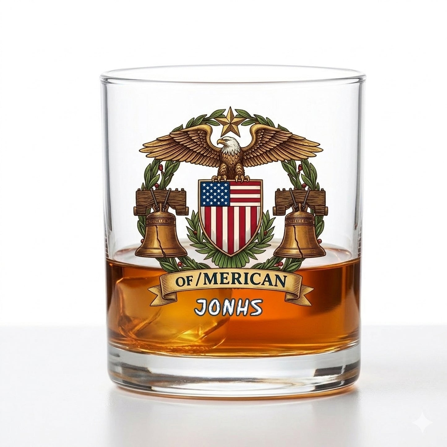 Bald Eagles Guns 250th Anniversary Freedom 1776 - 2026 Whiskey Glass