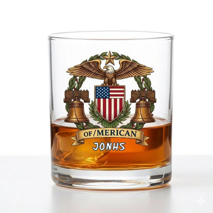 Bald Eagles Guns 250th Anniversary Freedom 1776 - 2026 Whiskey Glass