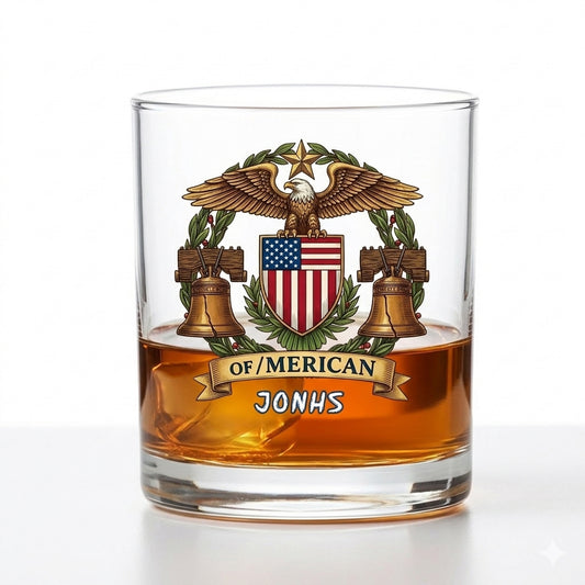 Bald Eagles Guns 250th Anniversary Freedom 1776 - 2026 Whiskey Glass