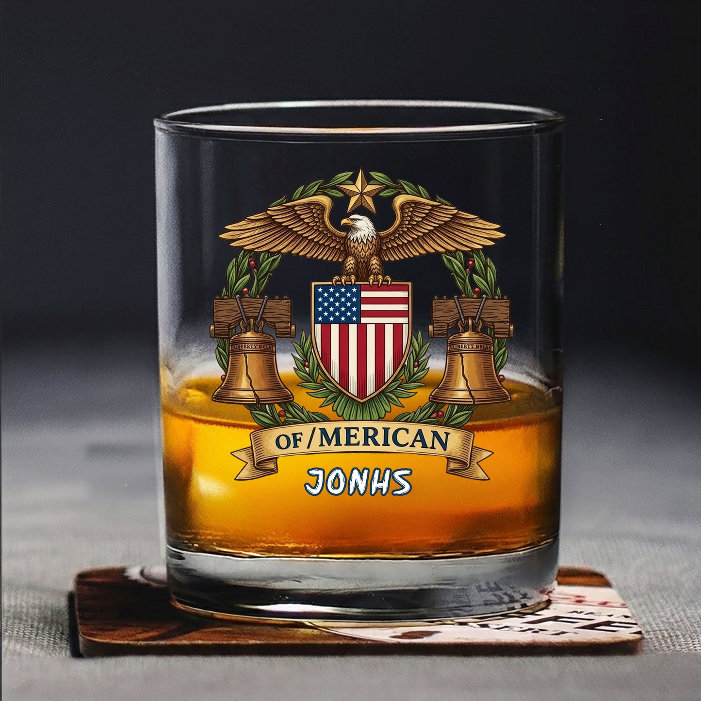 Bald Eagles Guns 250th Anniversary Freedom 1776 - 2026 Whiskey Glass