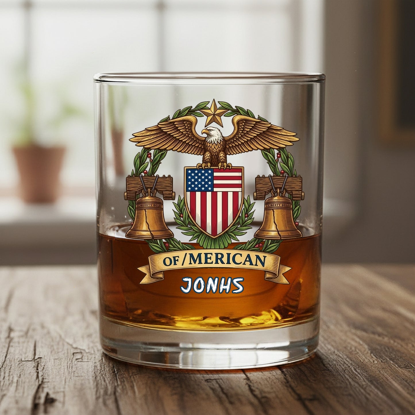 Bald Eagles Guns 250th Anniversary Freedom 1776 - 2026 Whiskey Glass