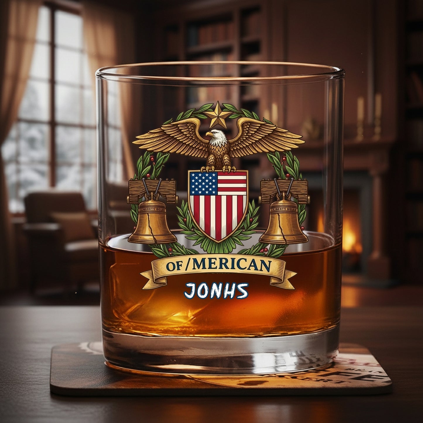 Bald Eagles Guns 250th Anniversary Freedom 1776 - 2026 Whiskey Glass