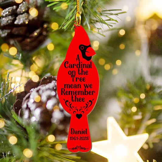 Cardinal On The Tree – Personalized Memorial Wood Ornament