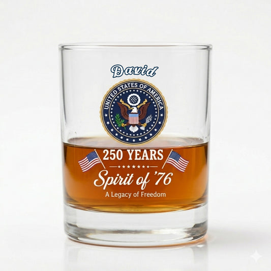 Celebrate 250 Years of America USA Anniversary 1776-2026 Whiskey Glass