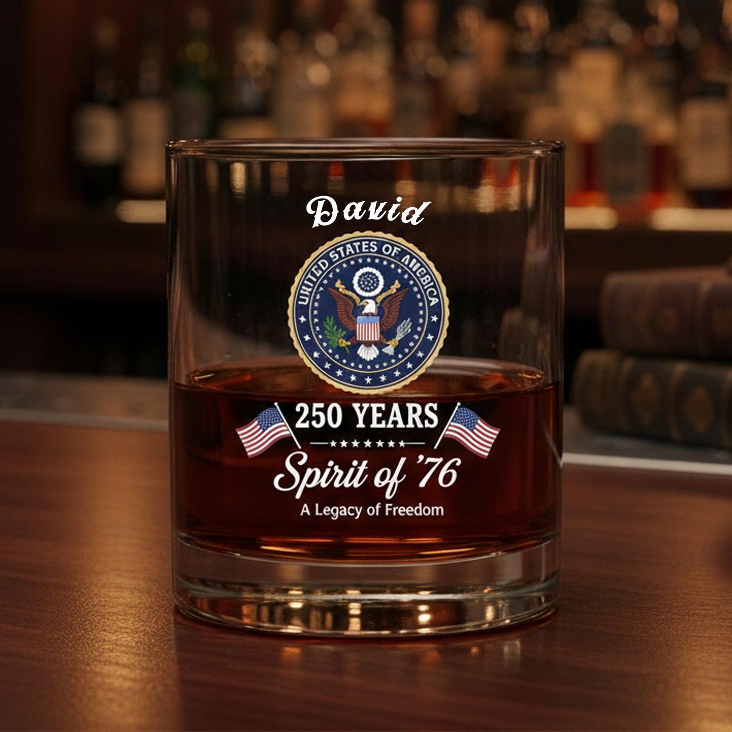 Celebrate 250 Years of America USA Anniversary 1776-2026 Whiskey Glass