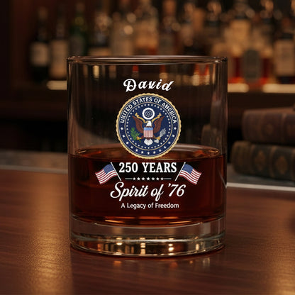 Celebrate 250 Years of America USA Anniversary 1776-2026 Whiskey Glass