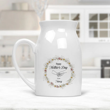 Personalized Birth Flower Vase with Name – Mother’s Day & Birthday Gift for Mom – Custom Ceramic Bud Vase