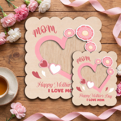 Custom Wooden Photo Frame Magnet for Mom – Heartfelt Design Mother’s Day Gift – Personalized Wallet Size Photo Holder