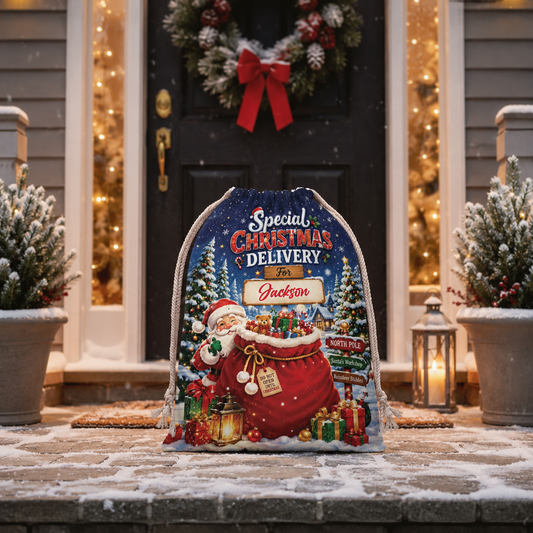 Personalized Special Christmas Delivery Christmas Sack, Custom Name Santa Gift Bag
