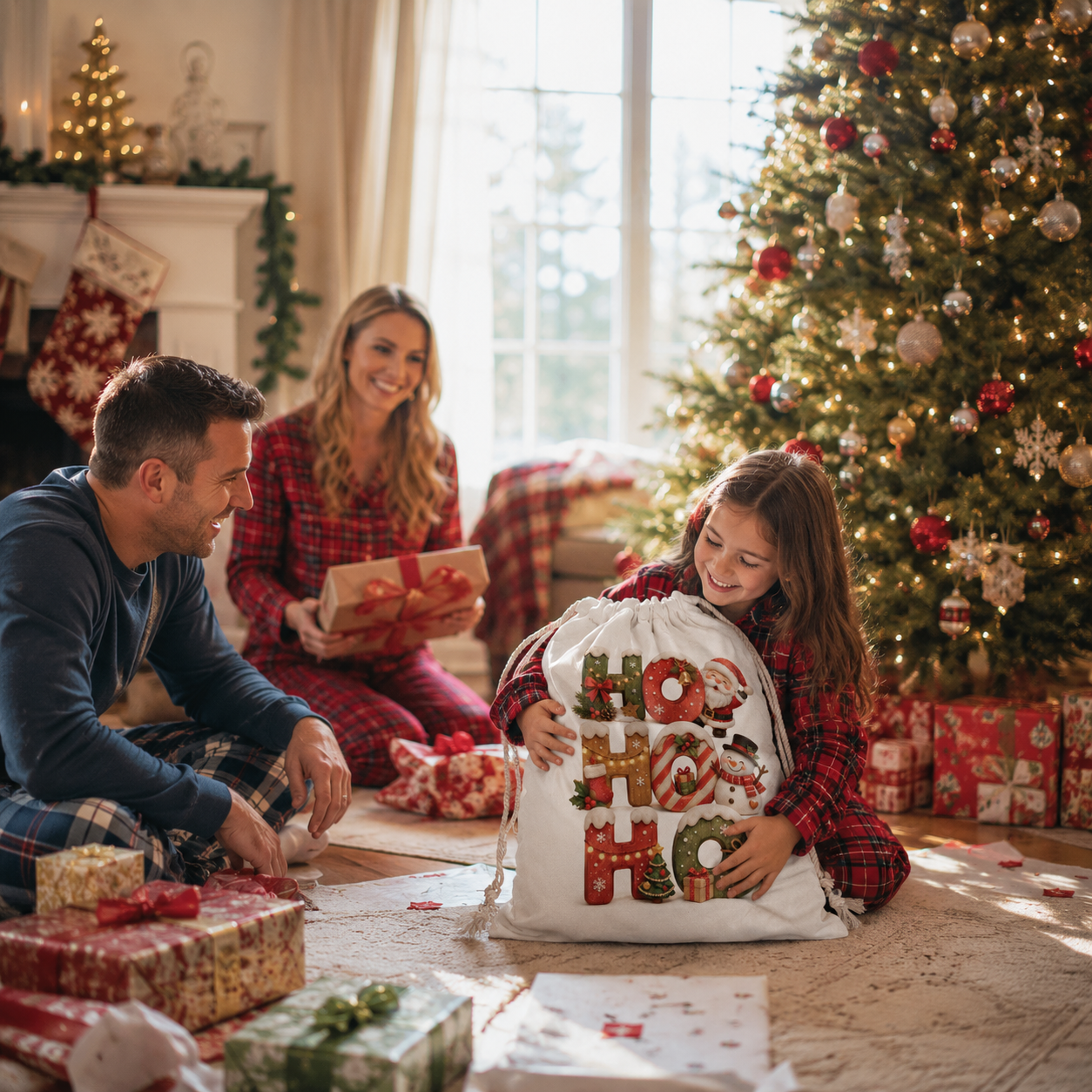 Personalized Ho Ho Ho Christmas Sack with Custom Name