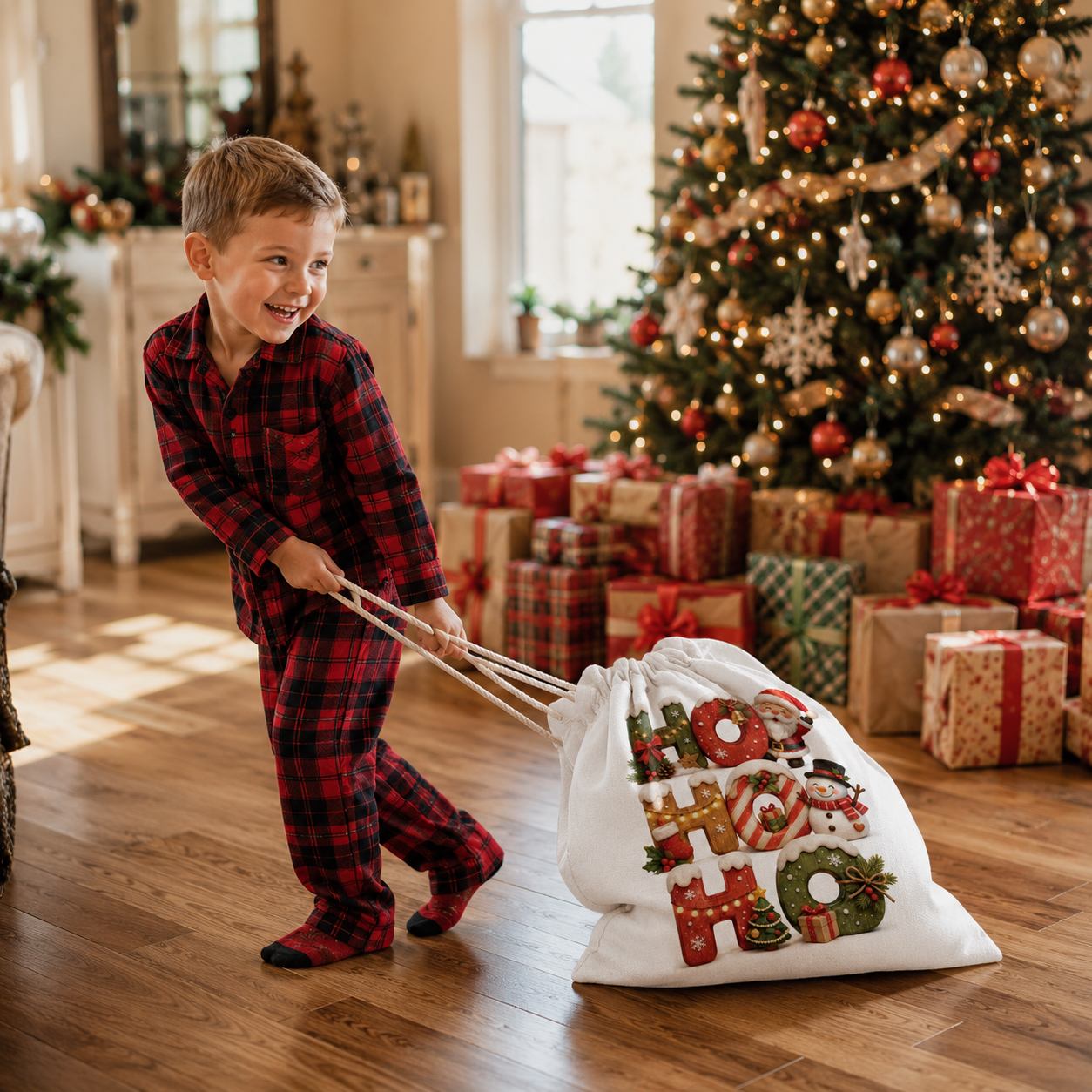 Personalized Ho Ho Ho Christmas Sack with Custom Name