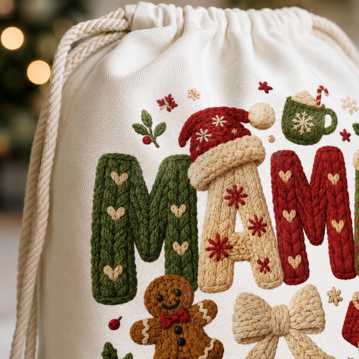 Personalized Mama Christmas Sack, Custom Name Santa Gift Bag