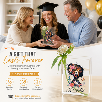 Personalized Book Lover Acrylic Book Vase with Custom Name
