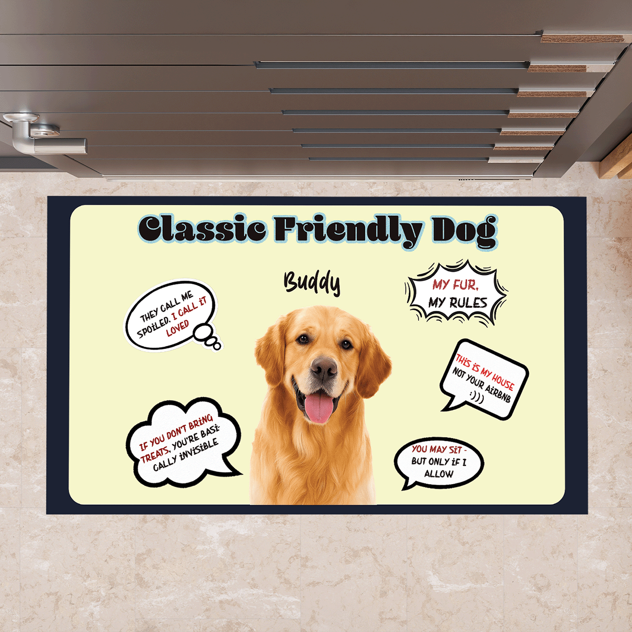 Classic Friendly Dog - Upload Image, Gift For Dog Lovers - Personalized Decorative Mat