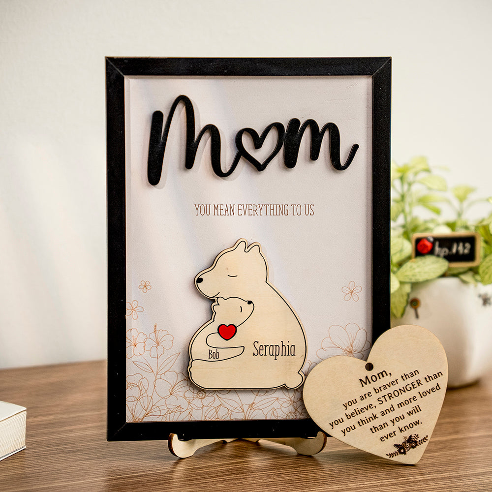Personalized Mom Bear Sign with Names | Family Keepsake Mother’s Day Gift