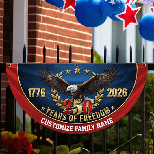 Custom Family Name 250 Years Of Freedom Non-Pleated Fan Flag