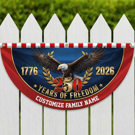 Custom Family Name 250 Years Of Freedom Non-Pleated Fan Flag