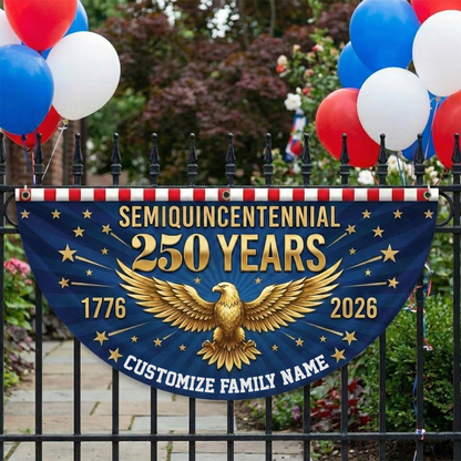 Custom Family Name 250 Years Semiquincentennial Non-Pleated Fan Flag