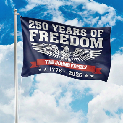 Custom Family Name 250 Years of Freedom 1776–2026 Eagle House Flag