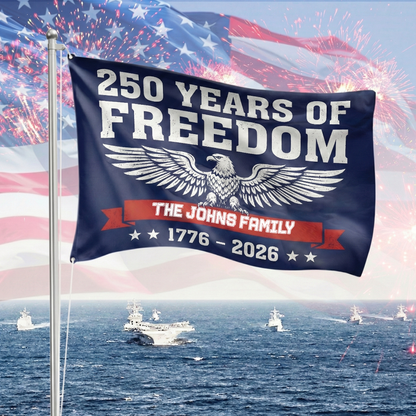 Custom Family Name 250 Years of Freedom 1776–2026 Eagle House Flag