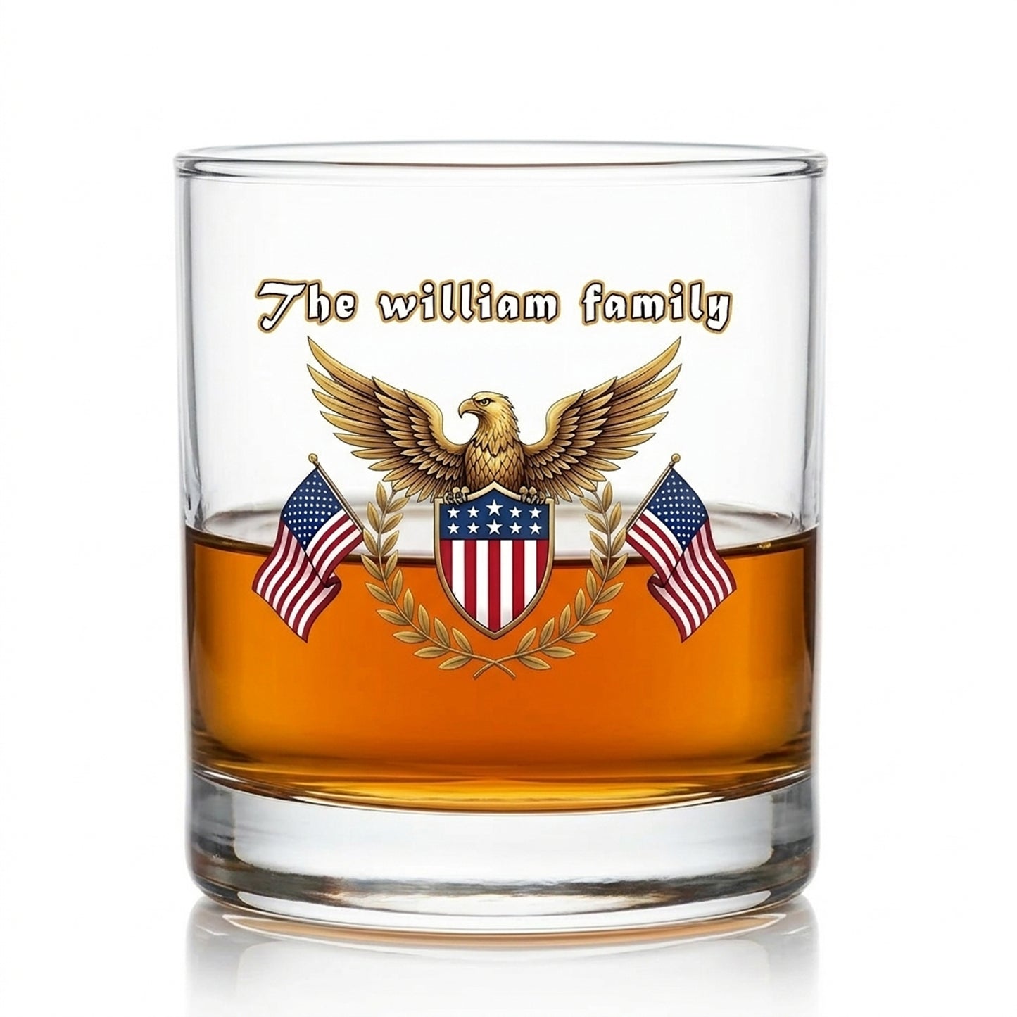 Custom Family Name America 250th Anniversary Whiskey Glass