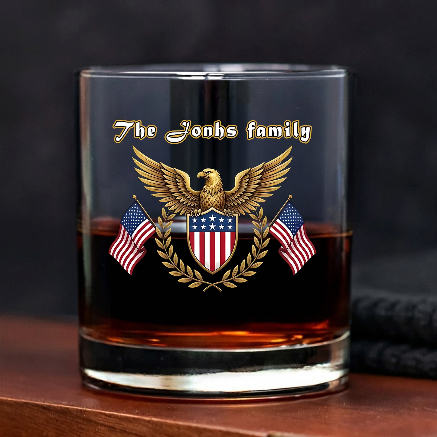 Custom Family Name America 250th Anniversary Whiskey Glass