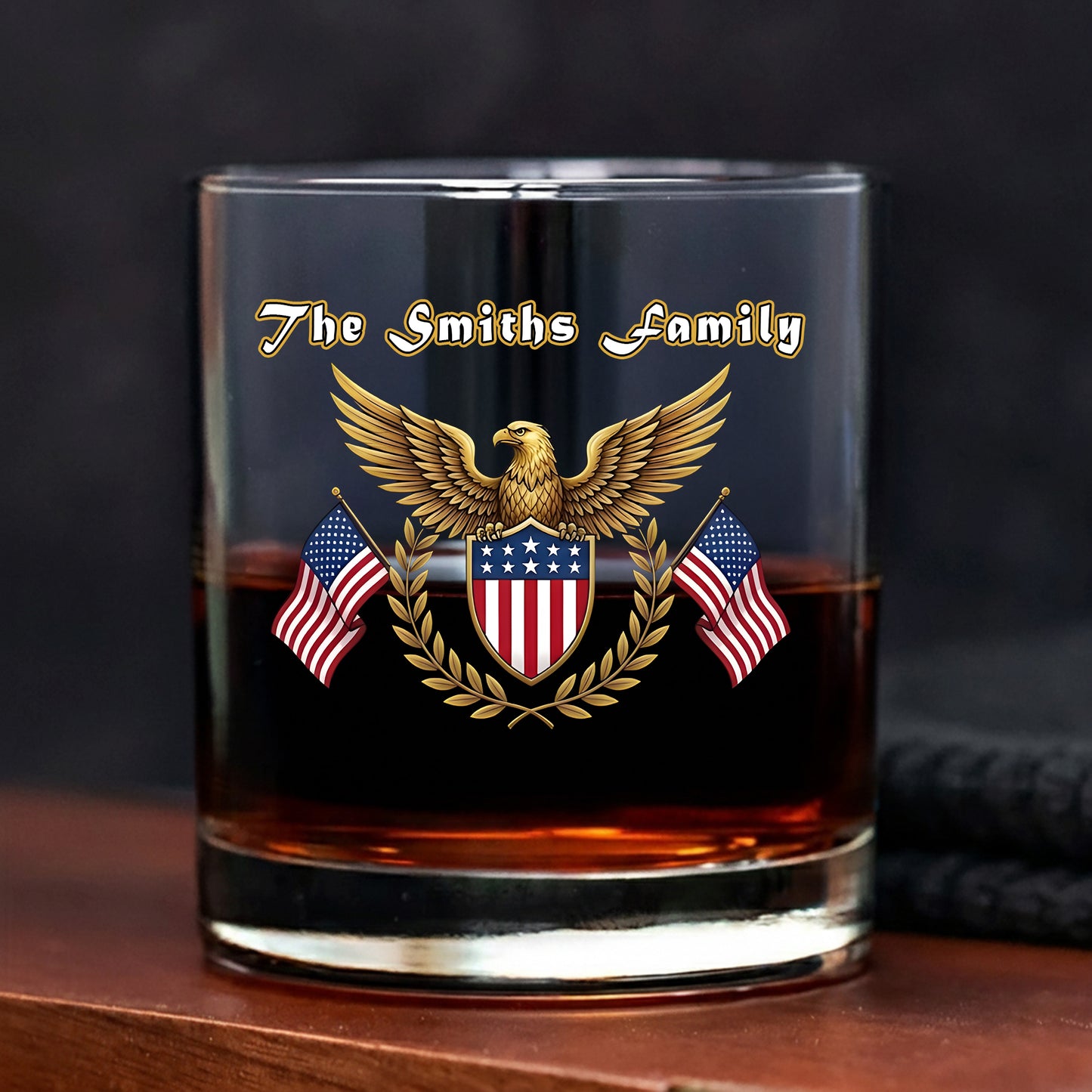 Custom Family Name America 250th Anniversary Whiskey Glass