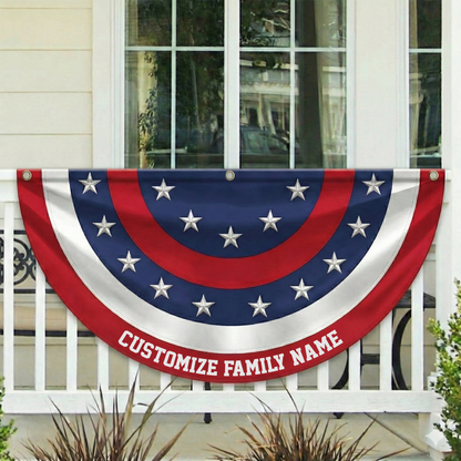 Custom Family Name America Non-Pleated Fan Flag