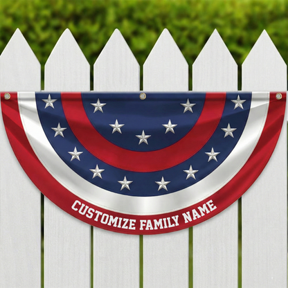 Custom Family Name America Non-Pleated Fan Flag