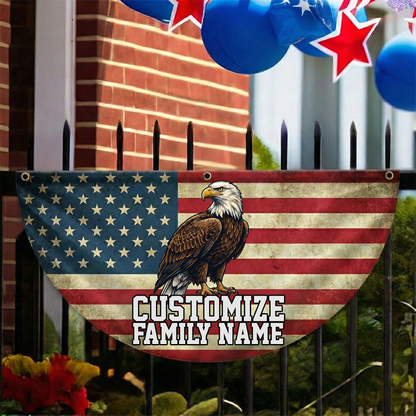 Custom Family Name American Flag Patriotic Eagle American Non-Pleated Fan Flag