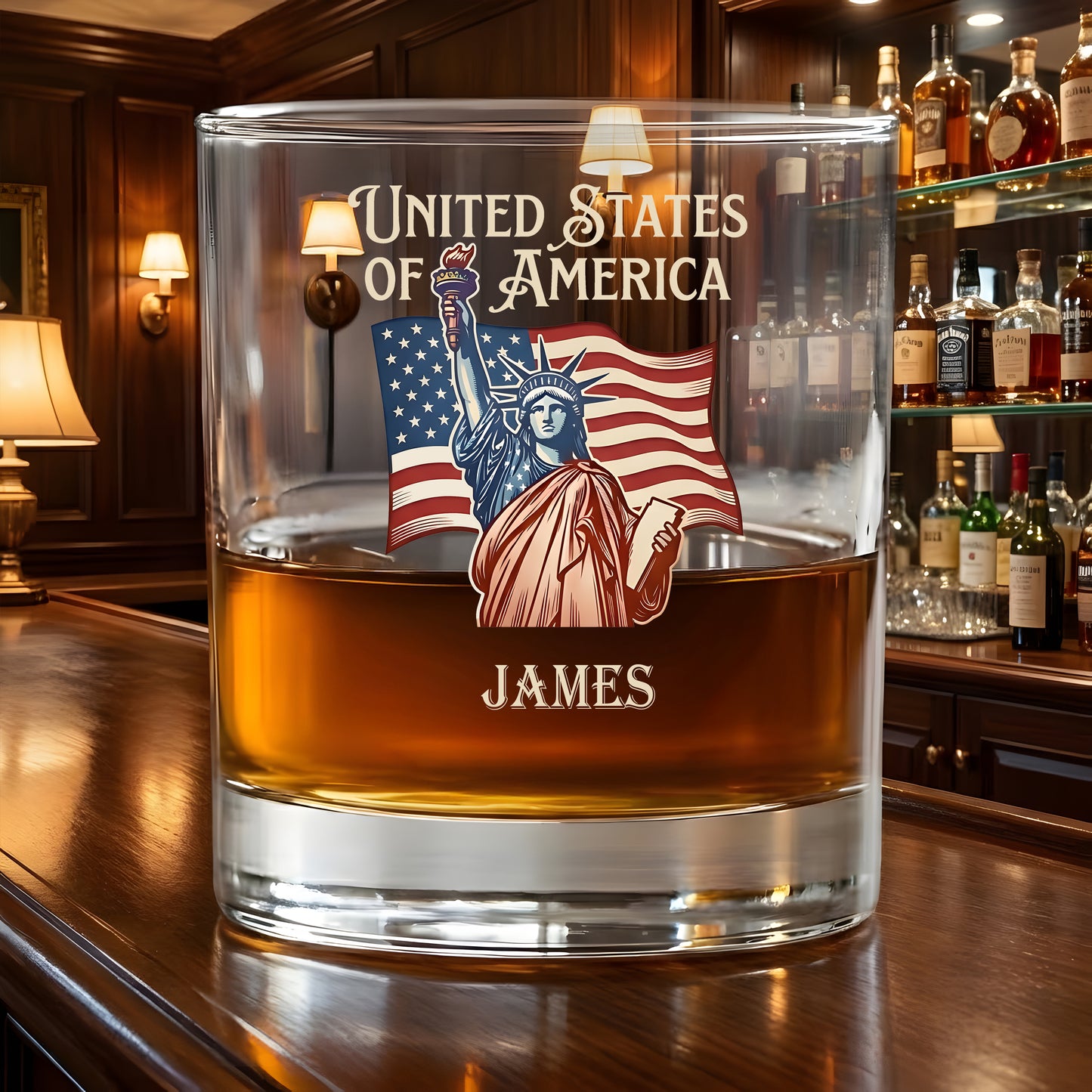 Custom Family Name USA 250th Anniversary Whiskey Glass
