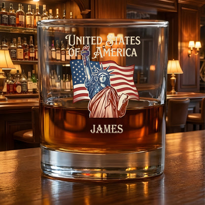 Custom Family Name USA 250th Anniversary Whiskey Glass