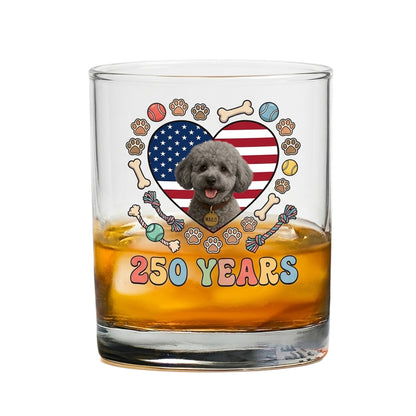 Custom Photo 250 Years Of Freedom With Dog Cat Pet Whiskey Glass