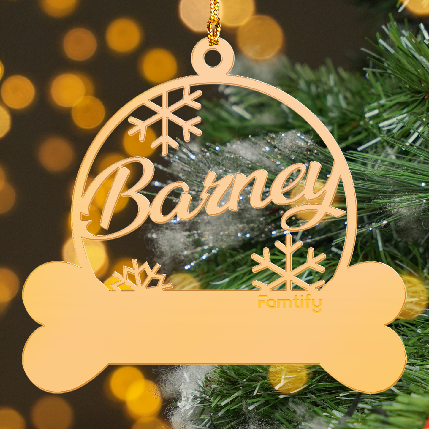 Custom Pet's Name Clear And Mirrored Acrylic Dog Bone Ornament