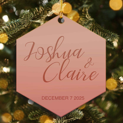 Monogram Mirrored Acrylic Hexagon Ornament - Wedding Hanging Decoration