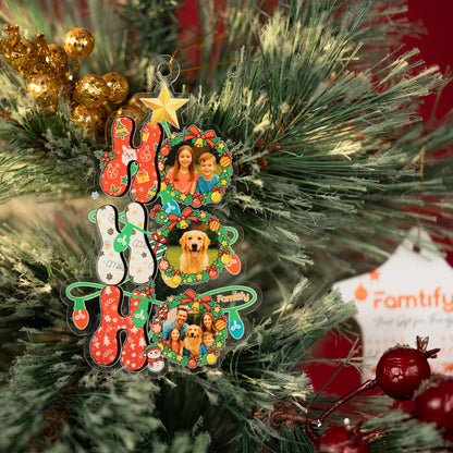 Ho Ho Ho Family Photo - Personalized Acrylic Ornament