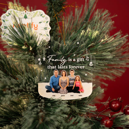 Family Is a Gift That Lasts Forever – Custom Acrylic Christmas Ornament for Family