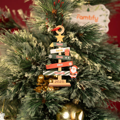 Custom Family Christmas Tree Ornament – Personalized Wooden Holiday Gift