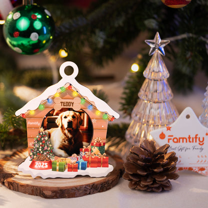 Christmas Dog House – Custom Wood and Acrylic Ornament for Dog Lovers Holiday Gift