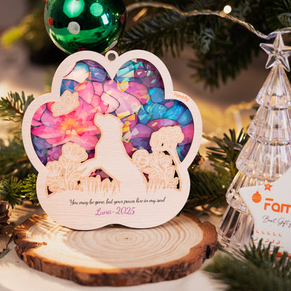 Your Paws Live in My Soul - Custom Wood and Hologram Acrylic Memorial Ornament
