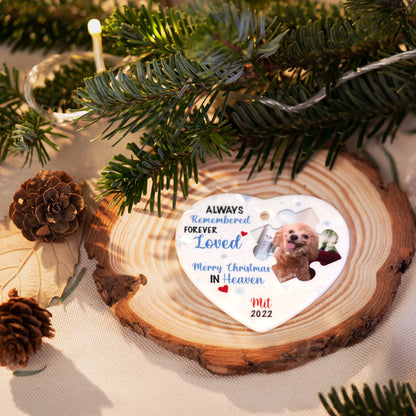 Always Remembered, Forever Loved – Custom Ceramic Heart Ornament for Memorial Christmas Gift